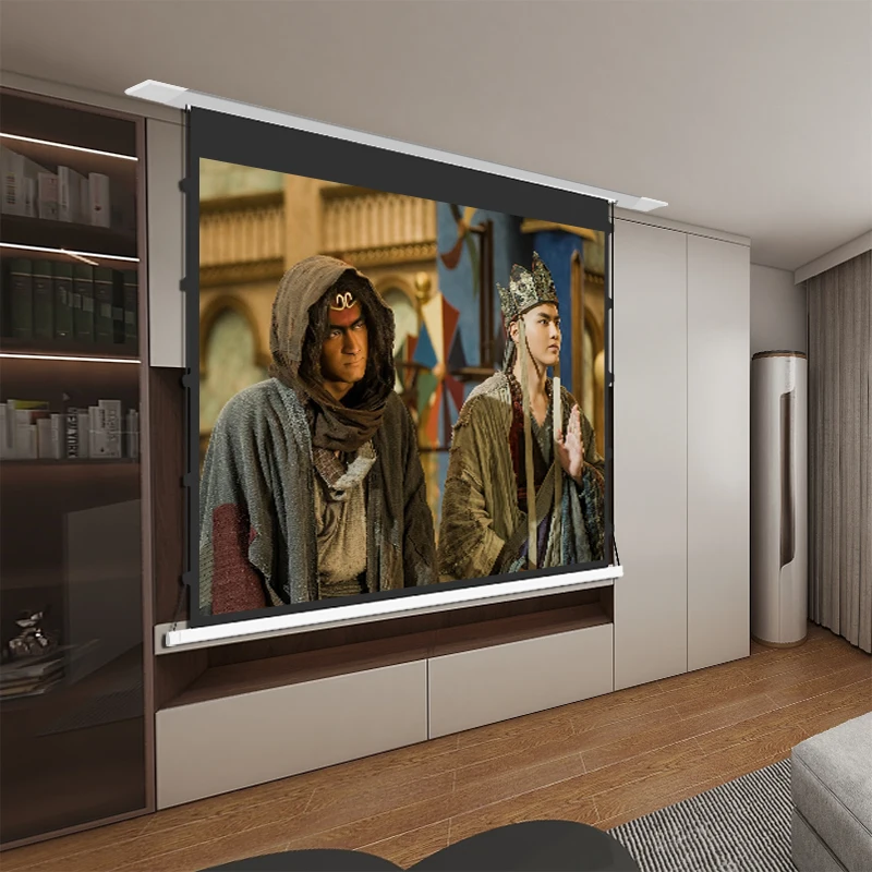 

AcousticPro UHD Motorized Acoustically Transparent Grey Screen In-Wall Speaker / Behind Speaker Placement For 1080P 4K Projector