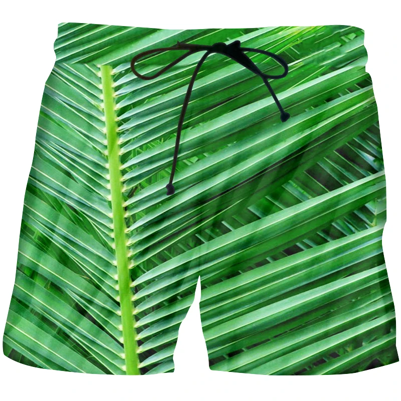 Summer Men Beach Shorts Tahiti Weed Flower 3D Print Fashion Men\'s Boardshorts Fitness Trousers Plus Size 4XL Quick Dry Custom