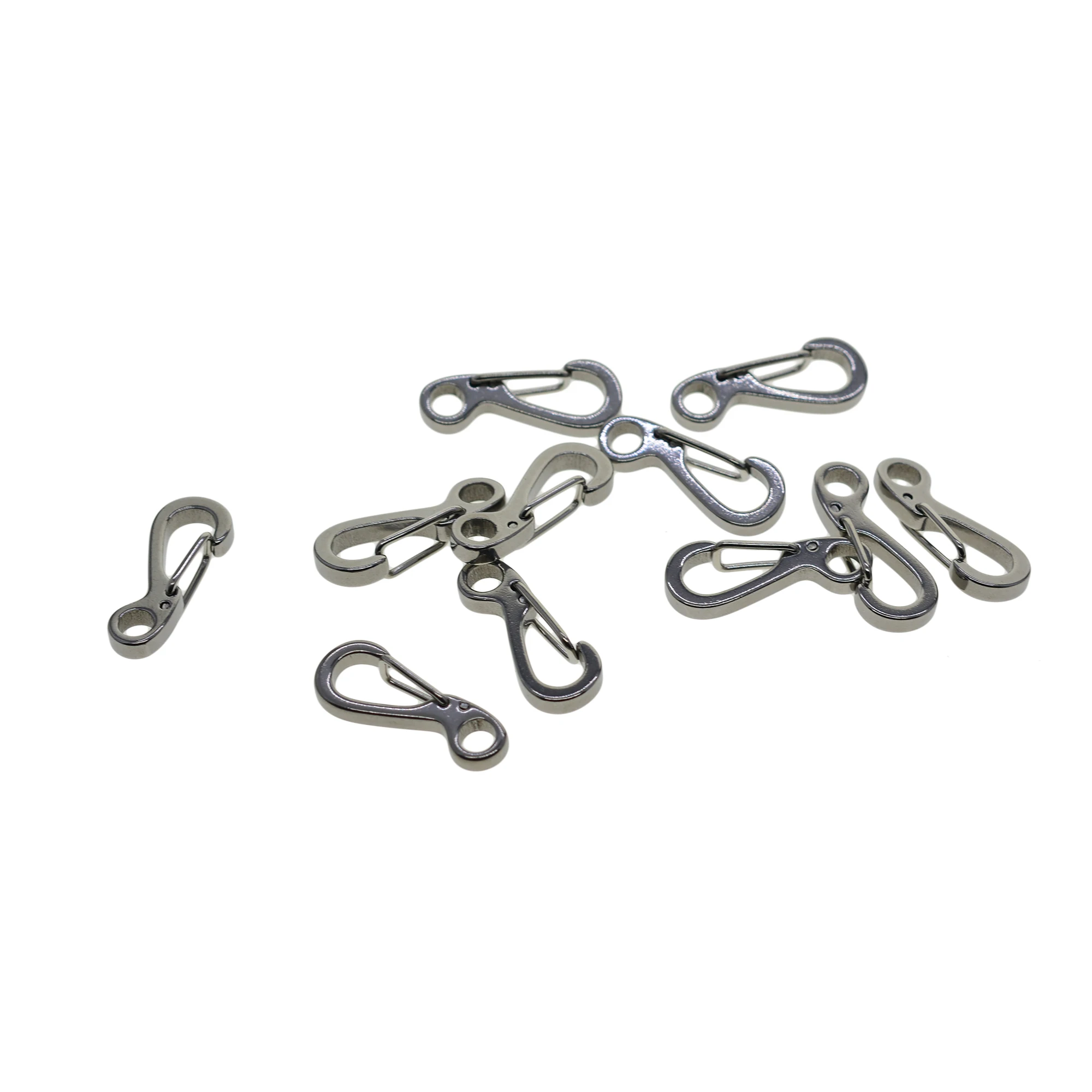 6 pcs 1 inch Small Super strong solid stainless steel spring snap hook quick release carabiner paracord clasp diving EDC