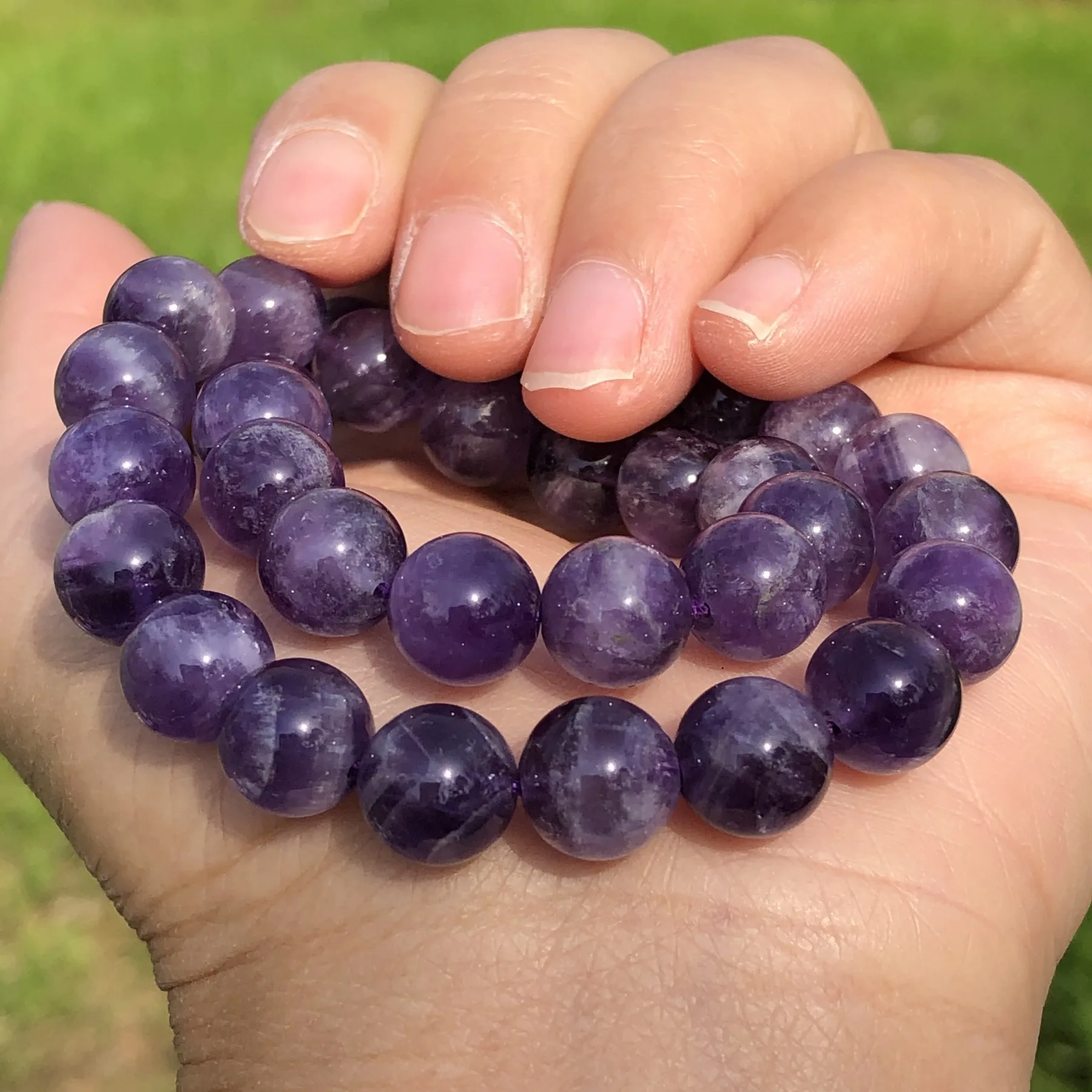 Imagen 6: Cuentas de amatistas y cristales morados de ensueño de piedra Natural, cuentas espaciadoras sueltas redondas para fabricación de joyería, pulsera DIY para mujer de 4/6/8/10/12mm