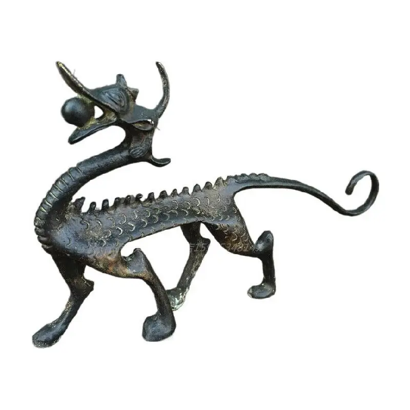 

Chinese Style Bronze Statue Hand Carved Dragon Design Penholder Figurines 6.10 inch