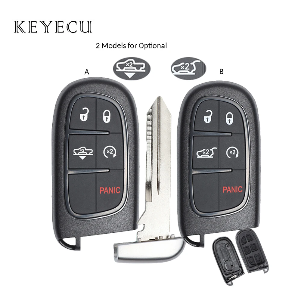 

Keyecu Replacement Smart Remote Key Shell Case 5 Buttons for Dodge Ram 1500 2500 3500 2013 2014 2015 2016 2017, GQ4-54T