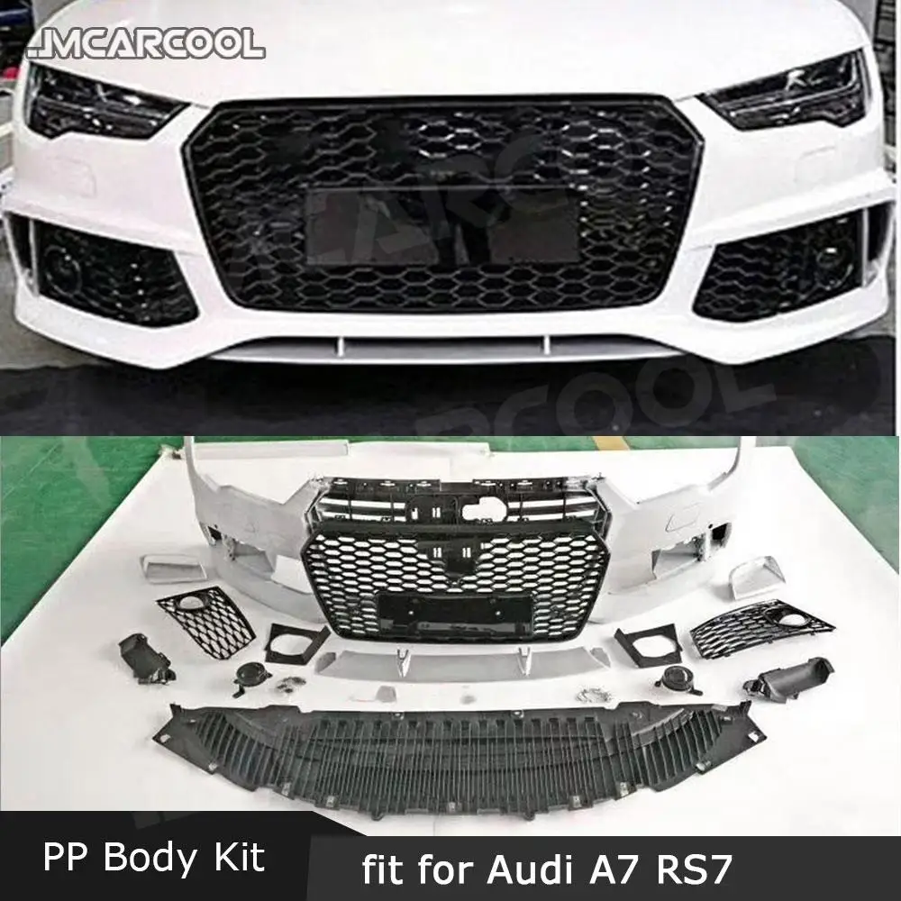 Kit carrozzeria in PP paraurti anteriore diffusore posteriore minigonne laterali per Audi A7 RS7 style 2015 2016 2017 2018