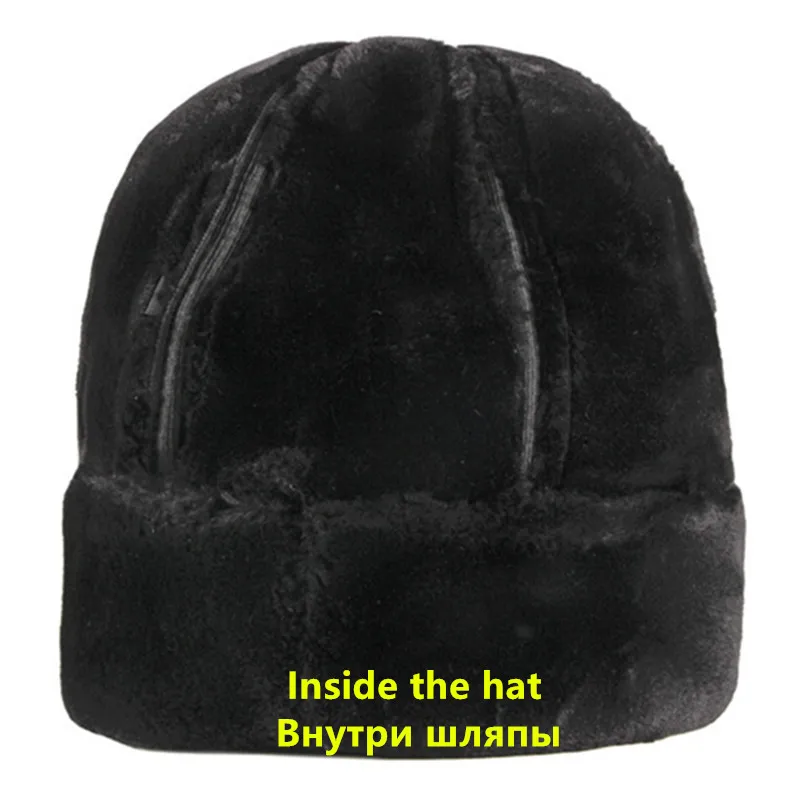 XdanqinX Thick Velvet Warm Male Winter Hat Winter Men\'s Warm Bomber Hats Middle-aged Men PU Imitation Leather Cap Brands Dad Hat