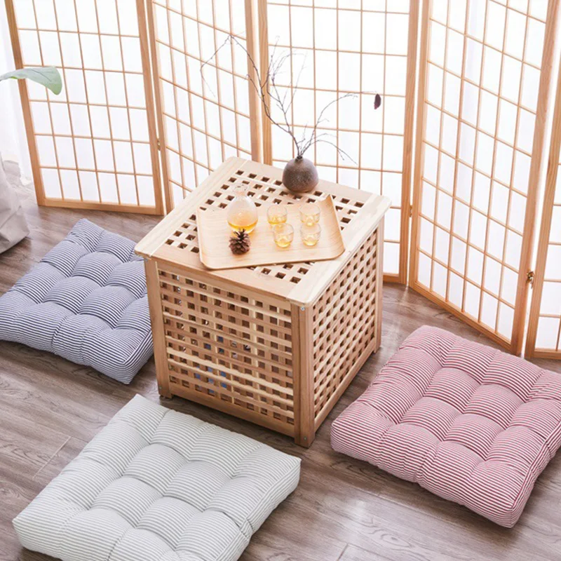 

Square Tatami Cushion Pillow Floor Cushions Seat Pillow Pad Striped cushion Good Quality