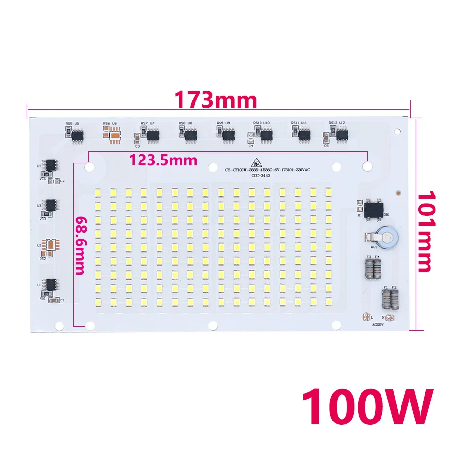 LED Chip SMD2835 AC220V Lamp Beads High Power 150W 100W  No Need Driver Smart IC For Outdoor Bulb DIY Kit Spotlight white