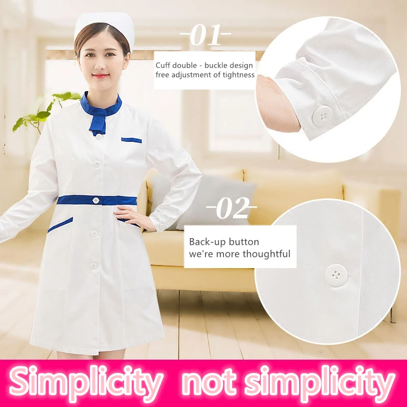 Nurses wear long sleeve female Korean version of slim tattoo artist cosmetologist dental pharmacy hospital uniform dress