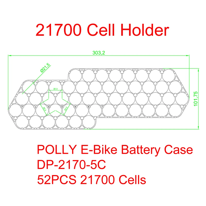 REENTION POLLY DP-2170-5C 배터리 케이스 액세서리, 36V 48V 박스, 니켈 스트립 BMS, 21700 셀, DIY DP-5C 전기 자전거 배터리, 52 개