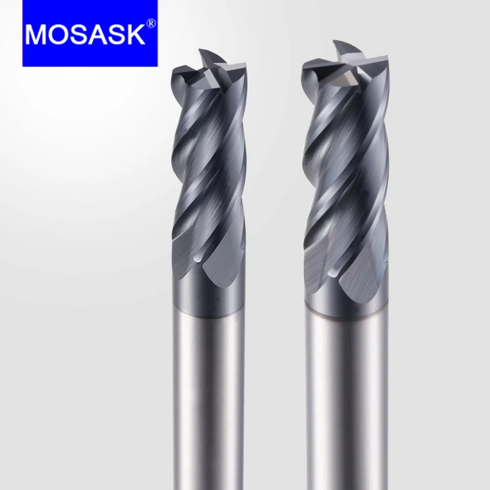 MOSASK 1PCS 4 Flute HRC45 3mm 2mm 4mm Molding Tools Tungsten Carbide Steel Milling Cutter End Mills