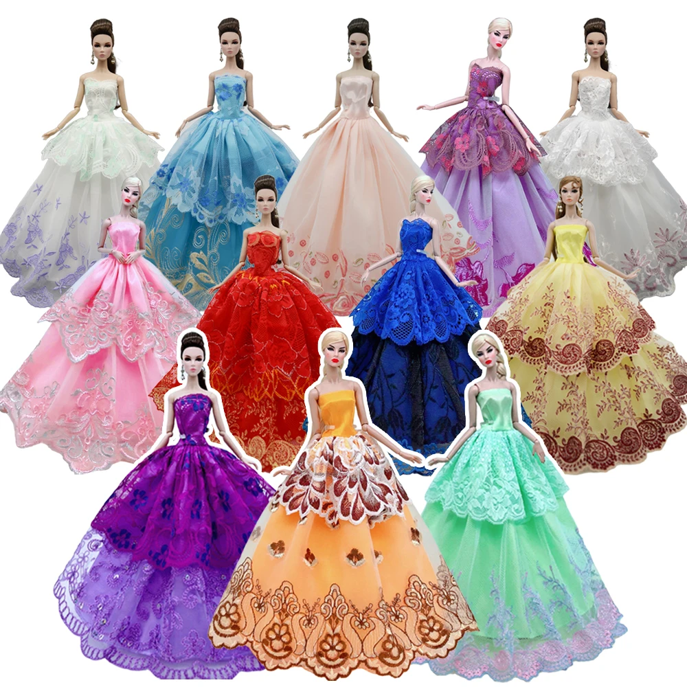 NK New Style 1 Pcs Doll Wedding Dress For Barbie Clothes Princess Doll  Gown  Party Dress Fashion  Gown dress  JJ