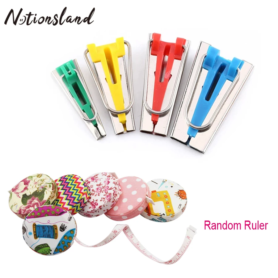 

Retractable Tailor Ruler With Bias Maker Kit Tape Makers Kit Sewing Measuring Tape Fabric Covered Kit DIY Sewing Patchwork Tool