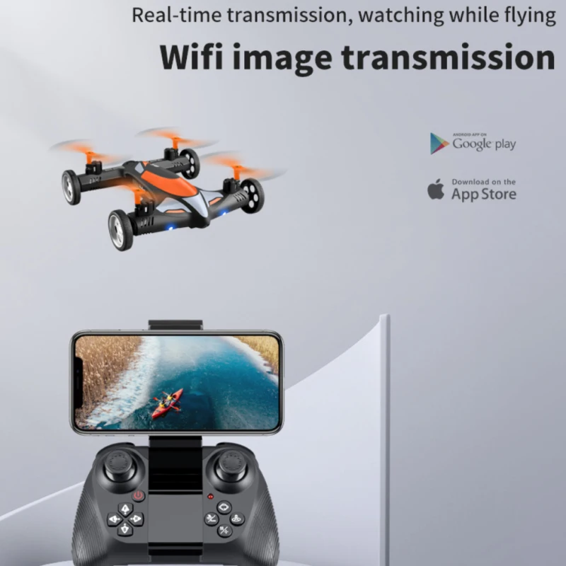 Land Air Dual Mode WIFI FPV 4K RC Drone รุ่น 150M อัจฉริยะ Hover Stunt Roll Land Drive Air Fly รีโมทคอนโทรล FPV Quadcopter