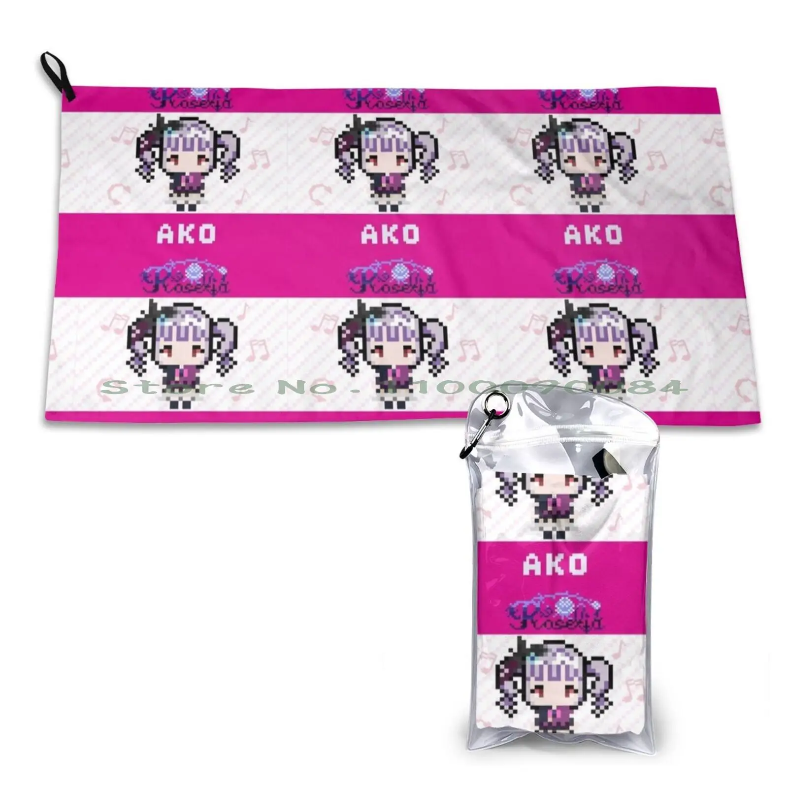 Bang Dream ! Roselia Ako Udagawa Pixel Art 2 Quick Dry Towel Gym Sports Bath Portable Pattern Symmetrical Blue Waterfalls Polka