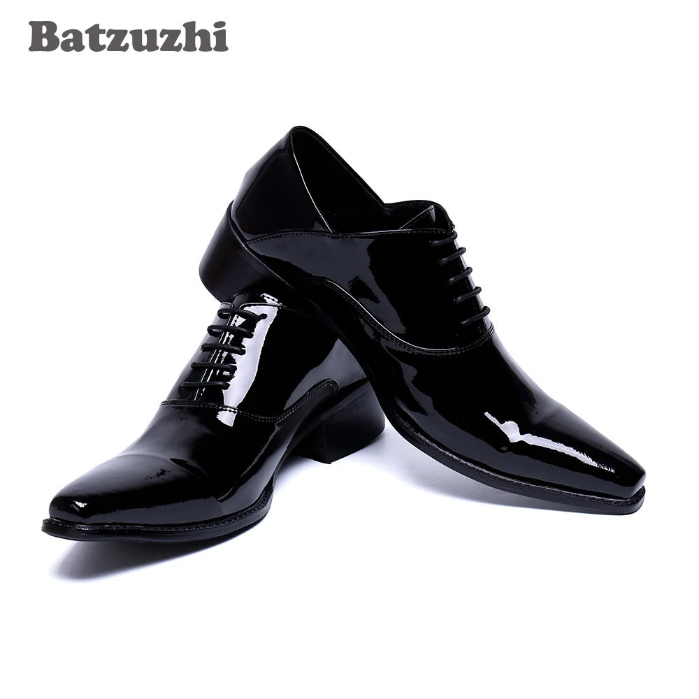 

Batzuzhi Handmade Pointed Toe Men Shoes Black Formal Leather Dress Shoes Oxfords Lace-up Zapatos Hombre, Big Sizes 38-46!