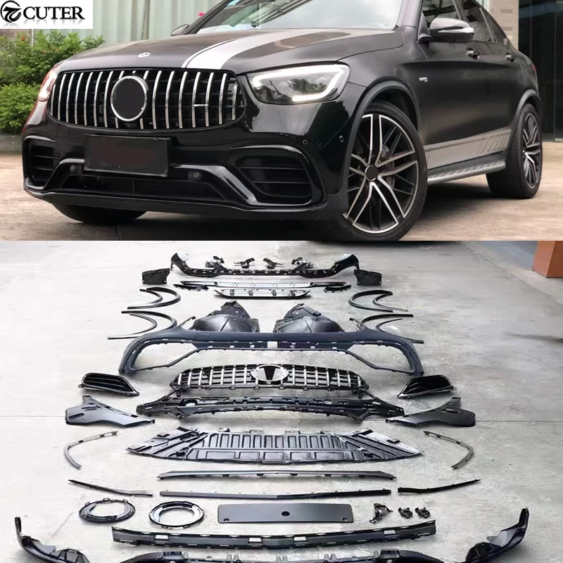 

X253 C253 GLC300 GLC43 To GLC63S AMG Coupe PP Front Bumper Rear Bumper Front grills for Mercedes Benz GLC 300 GLC 43 20-21