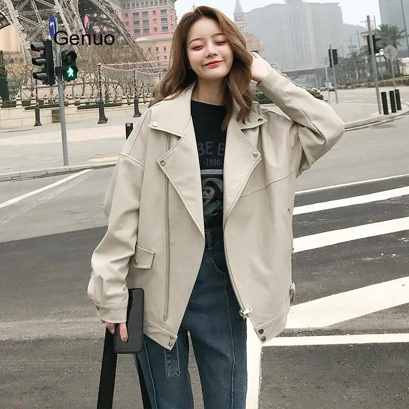 

Oversized Coat Women Faux Leather Jacket Spring Autumn Loose Biker Motorcycle Jackets Female Punk Streetwear