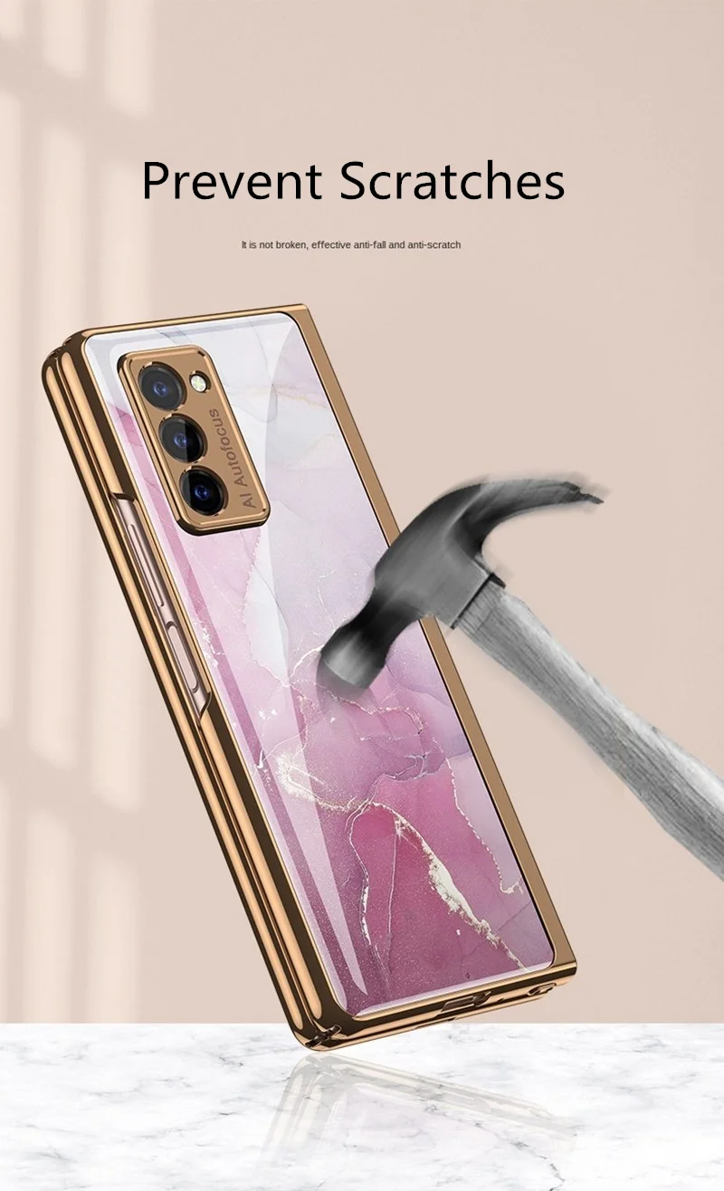 Plating Glass Case For Samsung Galaxy Z Fold 2 Case 360 Full Protection Cover For Samsung Galaxy Z Fold2 5G Flip Shockproof