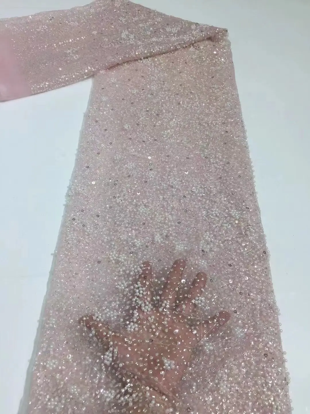 

Latest African Laces Fabrics with sequins J-788685 Embroidered African French Lace Fabric African Net tulle Fabric