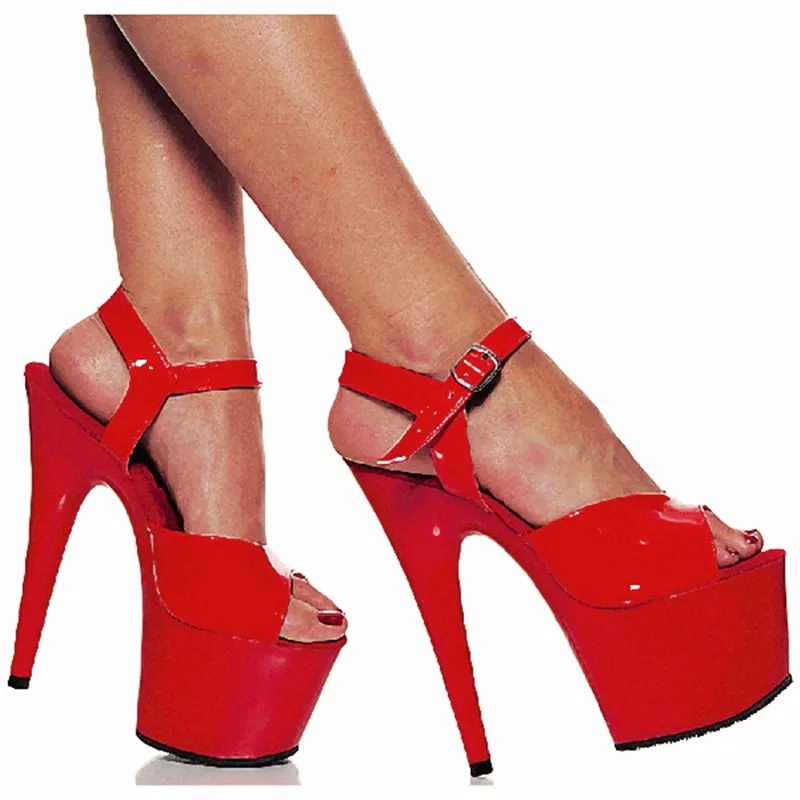 

Summer stage 6 inch round toe stilettos, 17 cm sandals, platform pole dancing show, dance shoes