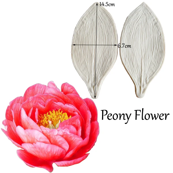 Large Lotus Flower Veiner Silicone Mold Peony Cake Fondant Gumpaste Sugar Clay Cake Decorating Leaf Moulds DIY M2107