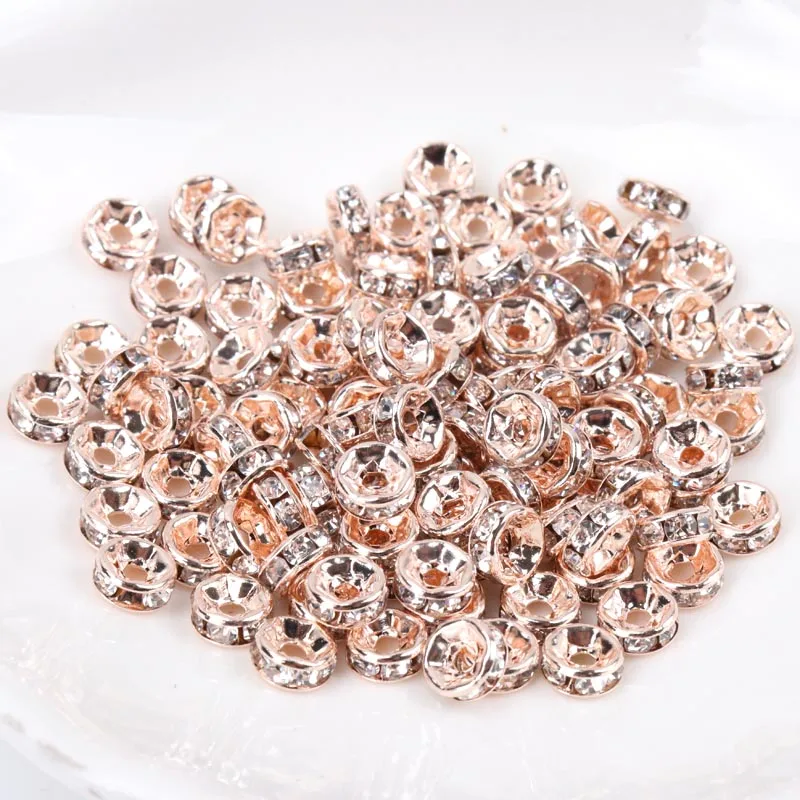 4mm White Metal Silver Plated Crystal Rhinestone Rondelle Spacer Beads 100Pc Wholesale SG004MX