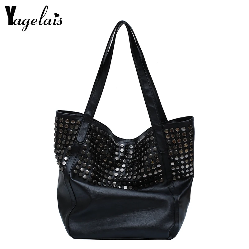 New Arrival moda damska koreańska wersja sztucznej skóry z łańcuchem z nitami składana torba na ramię duża torba