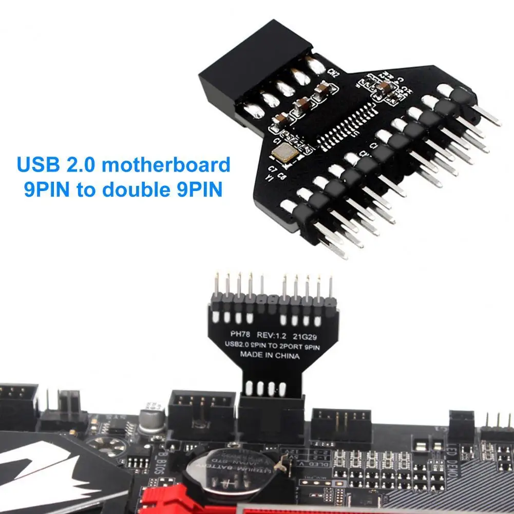 Motherboard Header  High Strength   USB2.0 9Pin to 2 9Pin Extension Converter  Motherboard Connector High-quality