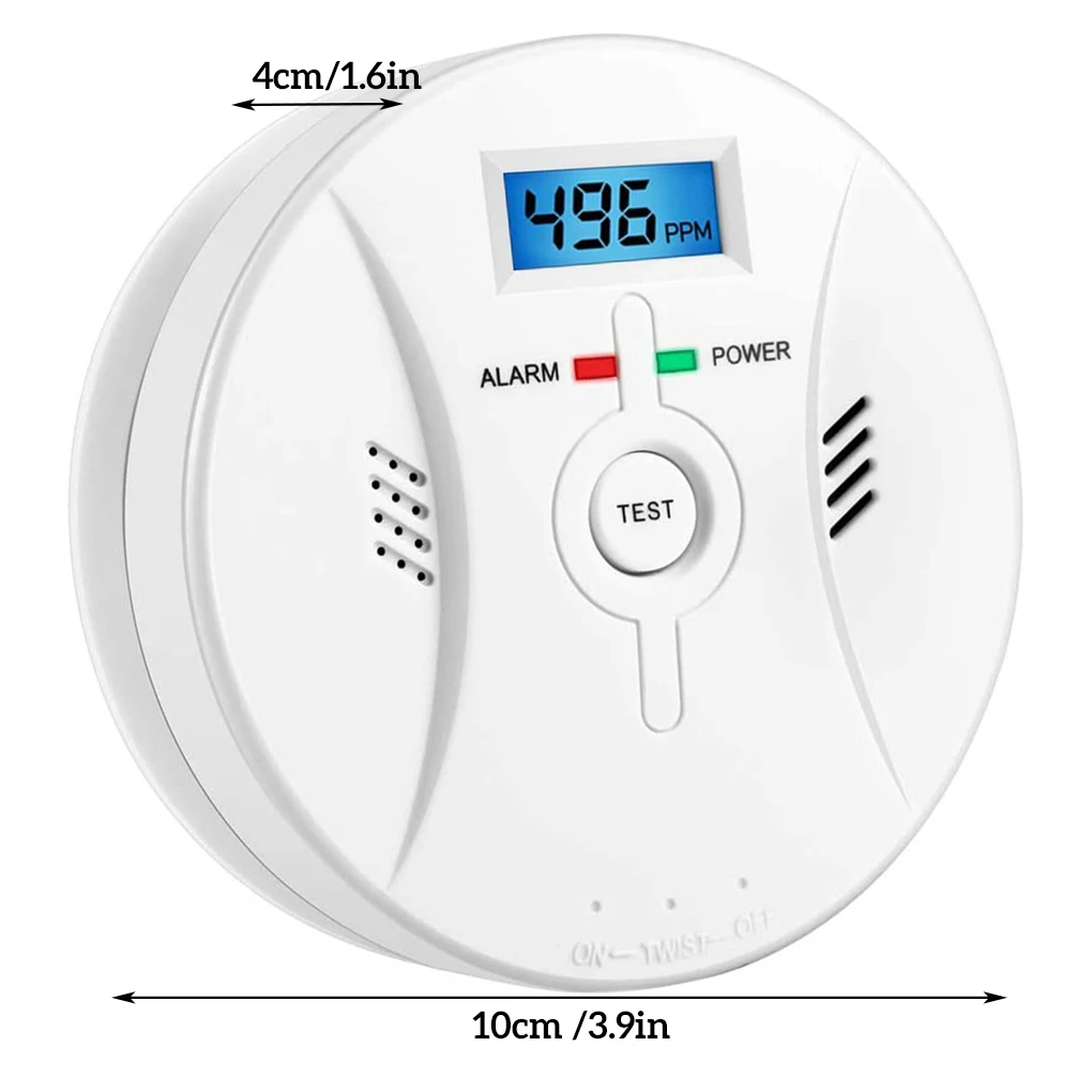 CO PPM Detector de alarma de sirena de advertencia, Detector de monóxido de carbono, sonido de 85dB con indicador LCD, Sensor seguro, protección de seguridad para el hogar