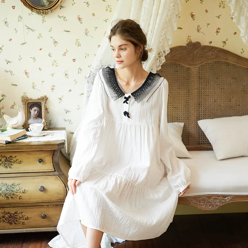 

Pajamas Women's Autumn Winter Models Wholesale French Princess Style Cotton Nightdress Women's Palace Autumn Home Furnishings