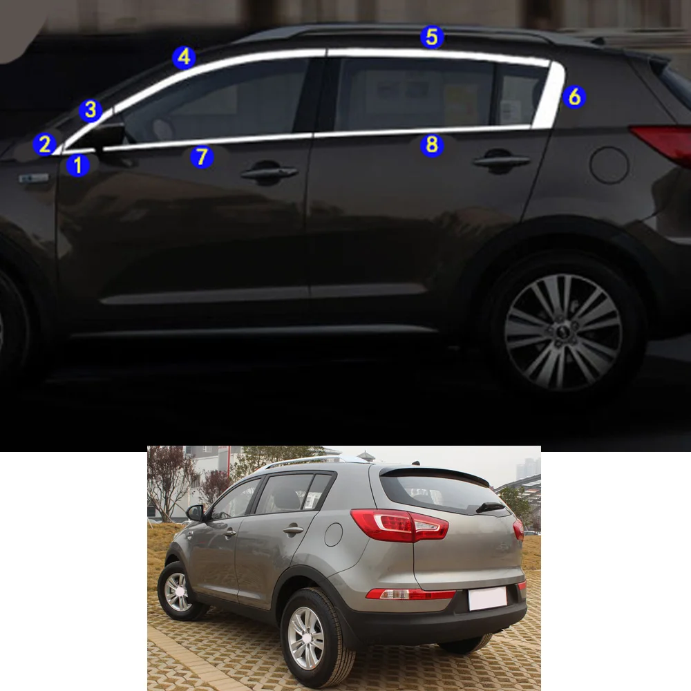 Car Sticker Garnish Pillar Window Middle Strip Trim Frame Hoods For KIA Sportage R SportageR 2011 2012 2013 2014 2015 2016 2017