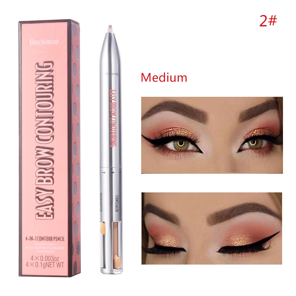 4 In 1 Easy To Wear Eyebrow Contour Pen Defining Highlighting Brow Pen Waterproof Sweatproof