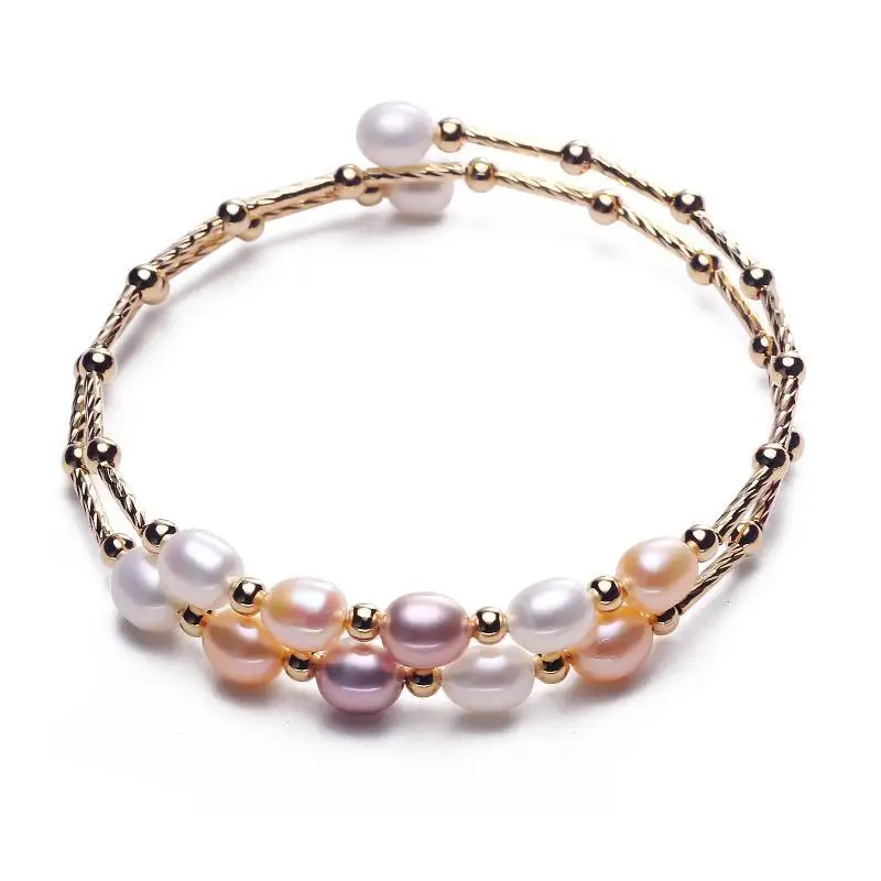 MADALENA SARARA 6-7mm Genuine Freshwater Pearl Bracelet Rice Shape Pearl Bracelet