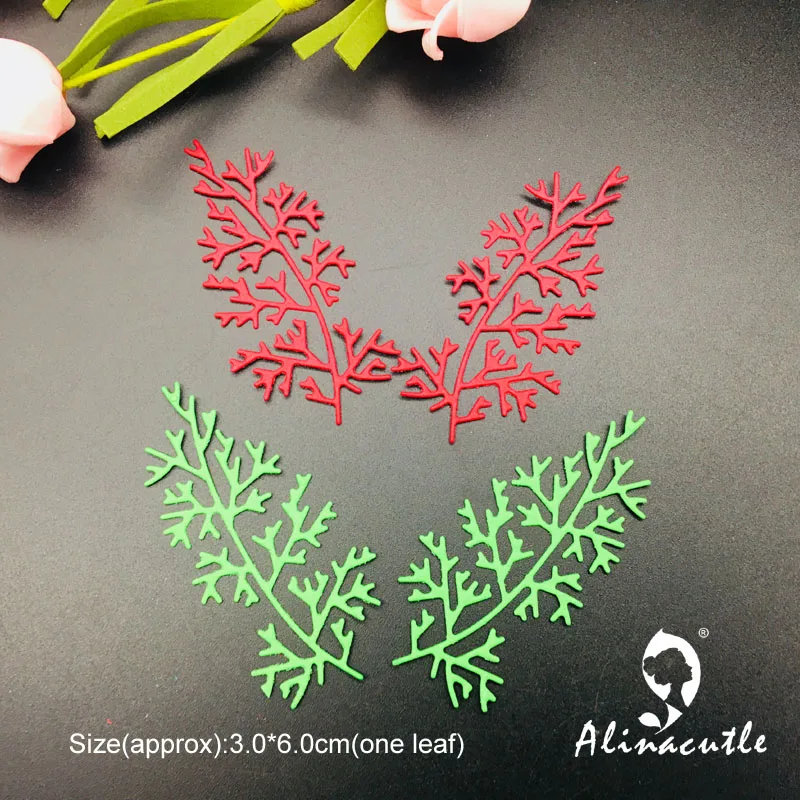 Alinacutle Metal Cutting Dies Cut 2pc Christmas Leaves Scrapbooking Paper Craft Handmade Card Punch Art Cutter