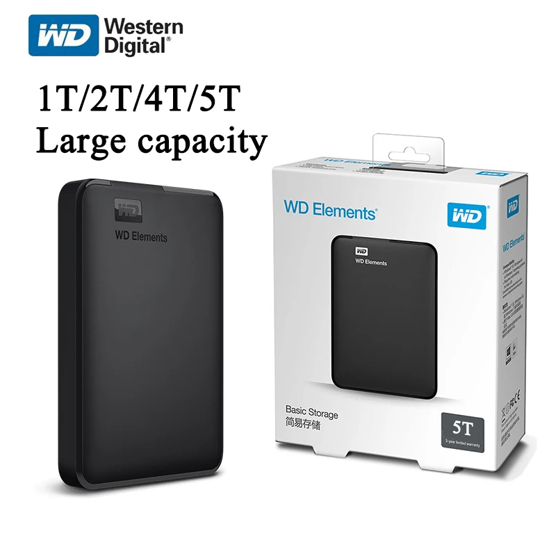 Жесткий диск Western Digital WD Elements, жесткий диск HDD 2,5 дюйма, 1 ТБ, 2 ТБ 4 ТБ, 5 ТБ, HDD USB, портативный внешний жесткий диск