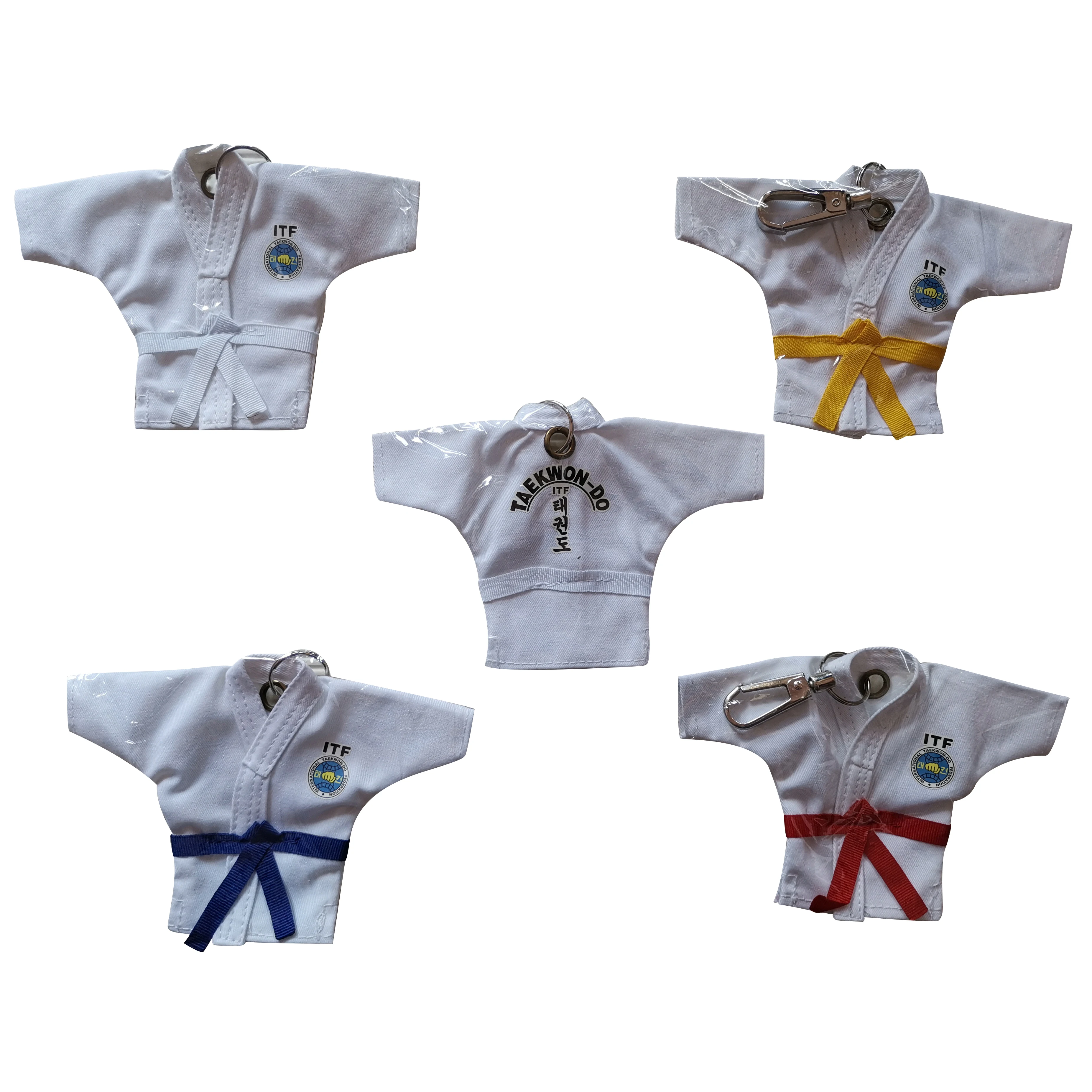 5 colori vendita portachiavi ITF Taekwondo uniforme Kimono forniture ciondolo cartone animato regali sportivi portachiavi tasto chiave ricordo