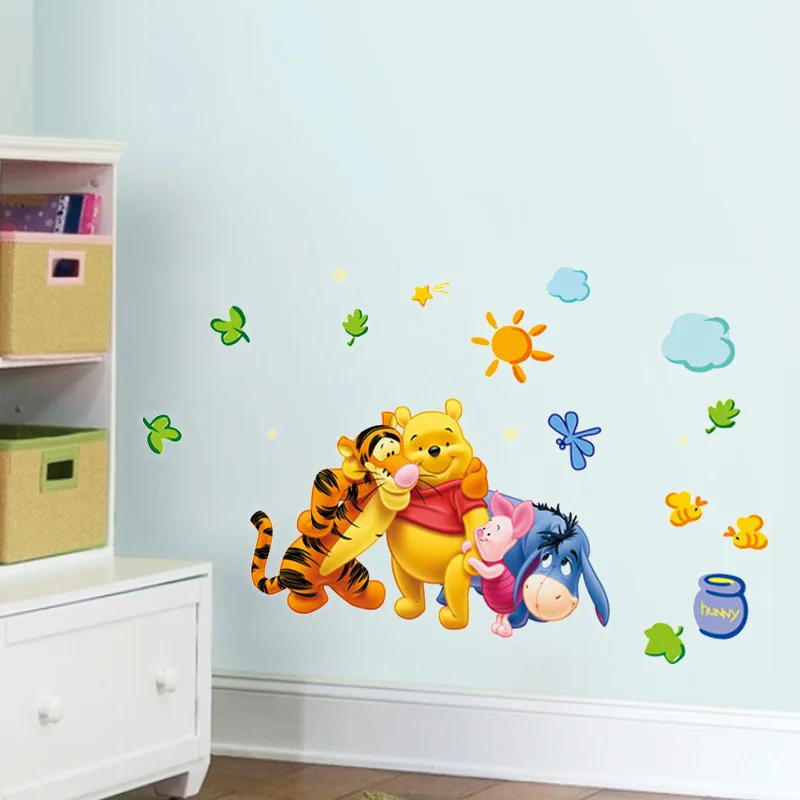 Pooh Tigger Animal Cartoon Vinyl Wall stickers kids rooms Home decor DIY Child Wallpaper Art Decals 3D Design House Decoration