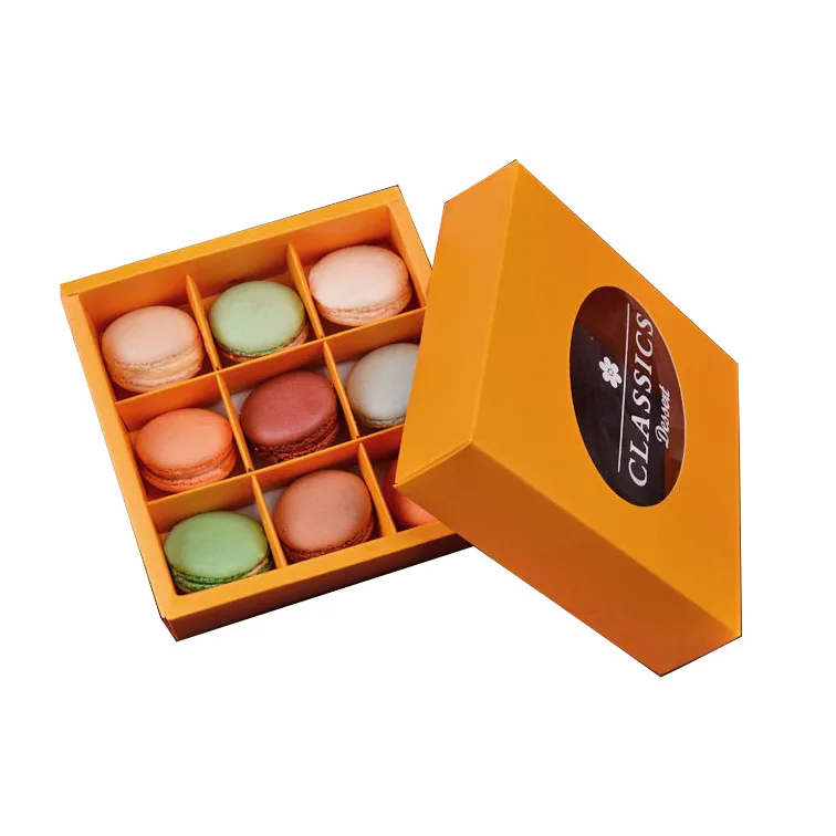 Kawaii Yellow Macarons 9 Sections Gift Box Packaging Wedding Gift Candy Box Favors Birthday Party Supplies Gift Cases Containers