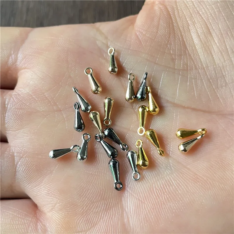 100pcs silver gold black kc 3*9 drop shape end small pendant DIY making jewelry crafts, bracelets, necklaces, roll beads