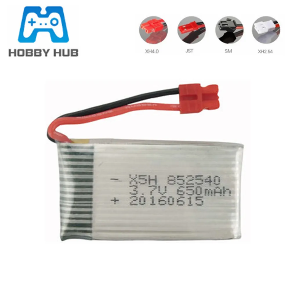 3.7V 650mAh 25c Lipo Battery For Syma X5C X5HC X5HW FY550 HJ818 HJ819 RC Drone Spare Parts 852540 Battery XH4.0 Plug