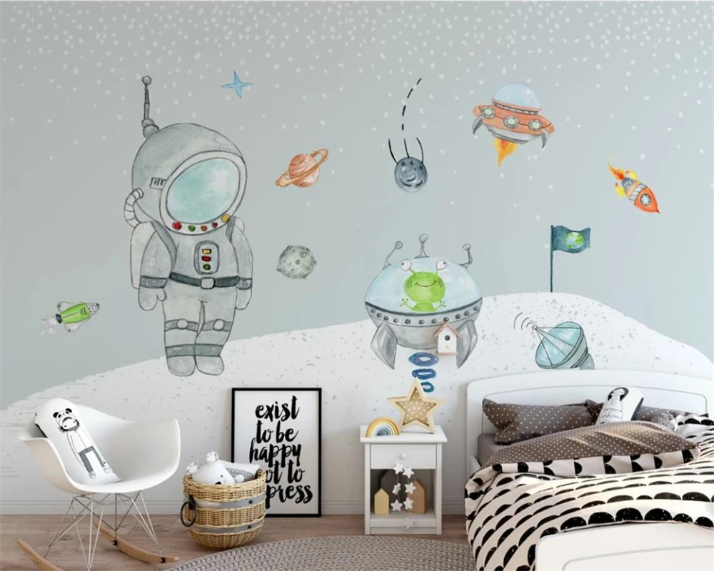 Custom wallpaper Hand painted space universe children room background wall mural Cartoon 3d wallpaper papier peint