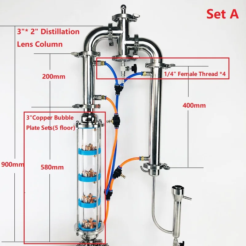 Imagem -02 - Destilador de Flauta com Coluna de Lente de Destilação em Gin Basket Conjunto para Homebrewcopper Bubble Plate Sets Ss304 in in