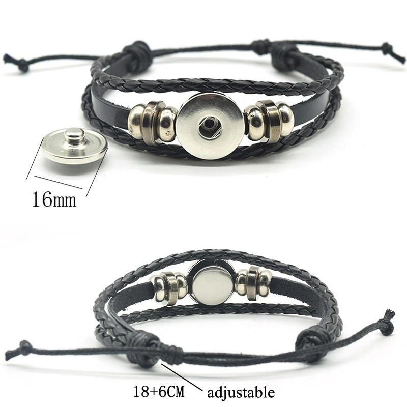 12 Pcs Bracelet Set Constellation Pulseras Mujer Zodiac Braided Leather Bangles Bracelet for Women Jewelry Sets Snap Button