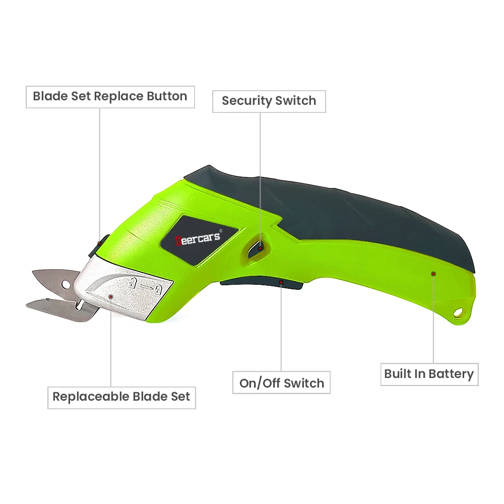 3.6V Fabric Rechargeable Electric Scissors Wireless Battery Cutter Cloth Carpet PVC Leather Cutting Tools Cordless Sewing Shear