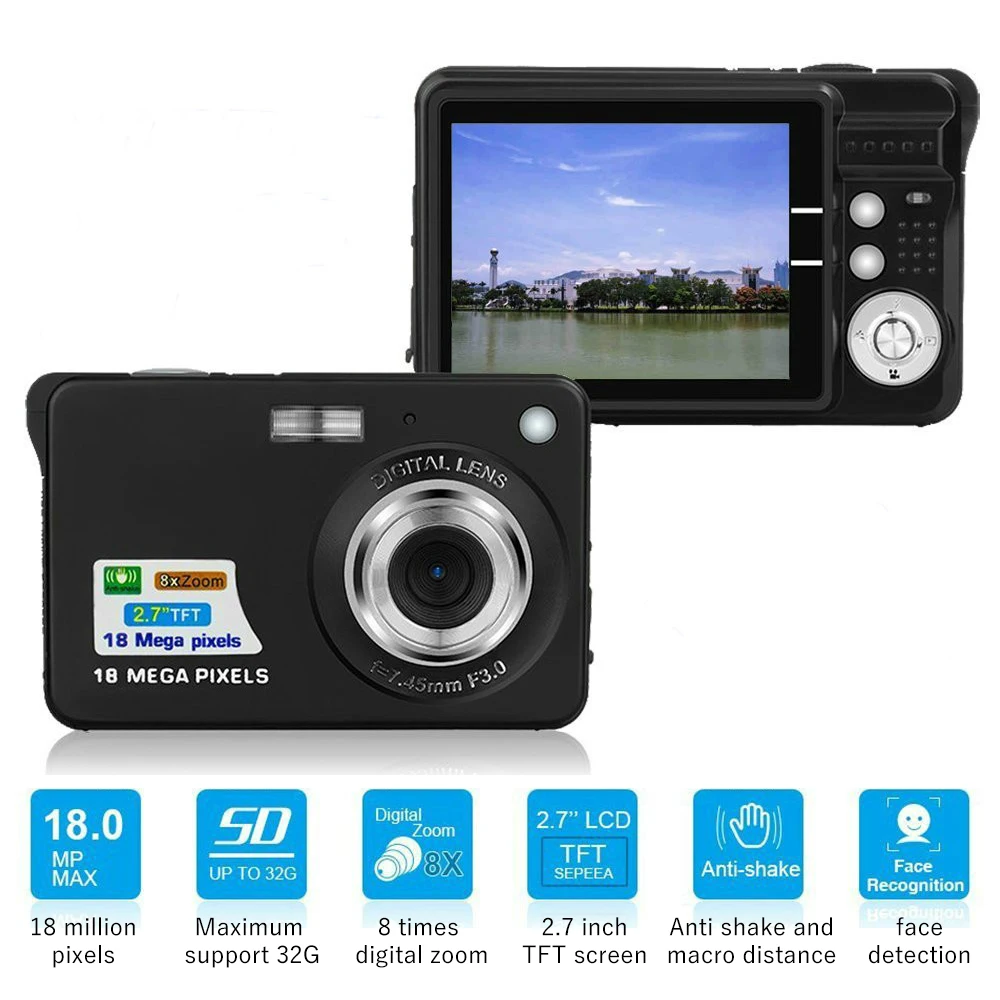 

2.7 inch 18mp 720p portable mini digital camera 8x zoom TFT LCD screen camera anti-shake photo camera