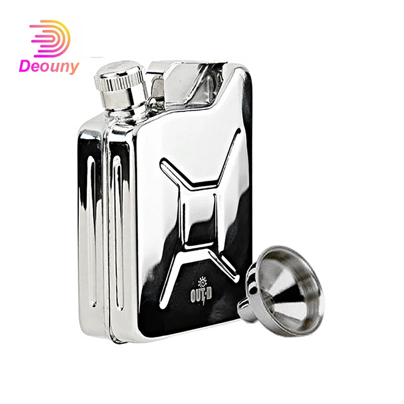 

DEOUNY Oil Barrel Rum Wine Pot Creative Stainless Steel Alcohol Flagon For Whiskey Liquor Bottle 5oz Square Hip Flask Men Gifts