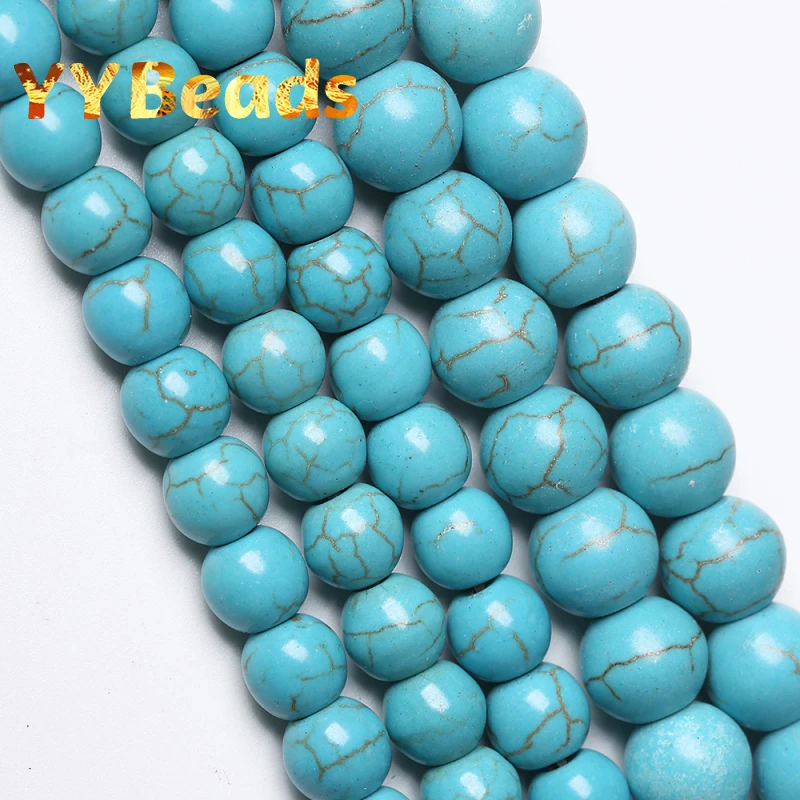 Natural Stone Howlite Turquoises Mineral Stone Beads 4mm-12mm Round Loose Beads For Jewelry Making DIY Bracelets Various Colors