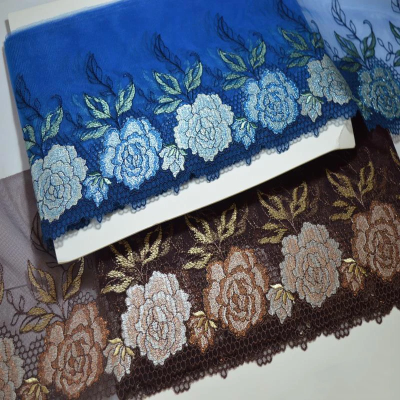 

10 метров, синяя кофейная сетка, вышивка, кружевная бейка, шитье Cheongsam, детское платье, юбка, шарф для домашних животных, бюстгальтер, нижнее белье, аксессуары шириной 18 см