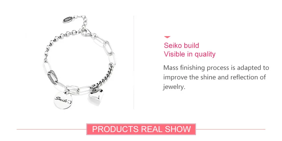ZDADAN 925 Sterling Silber rundes Herz-Armband mit Gliederkette für Damen, Party-Schmuck, Geschenk – Detail 3