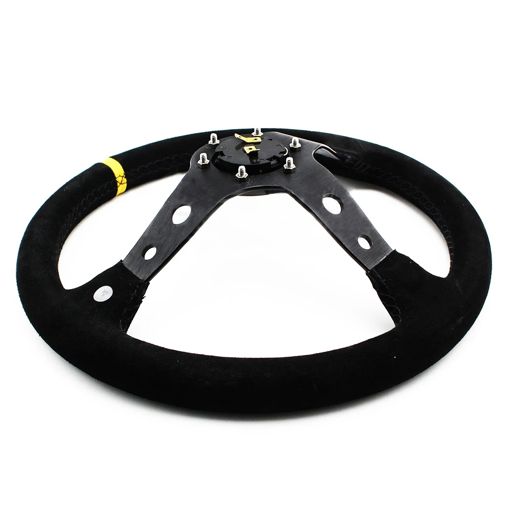 ホット! スエードとレザーのユニバーサルカーステアリングホイール,レーシングスポーツ用,350mm