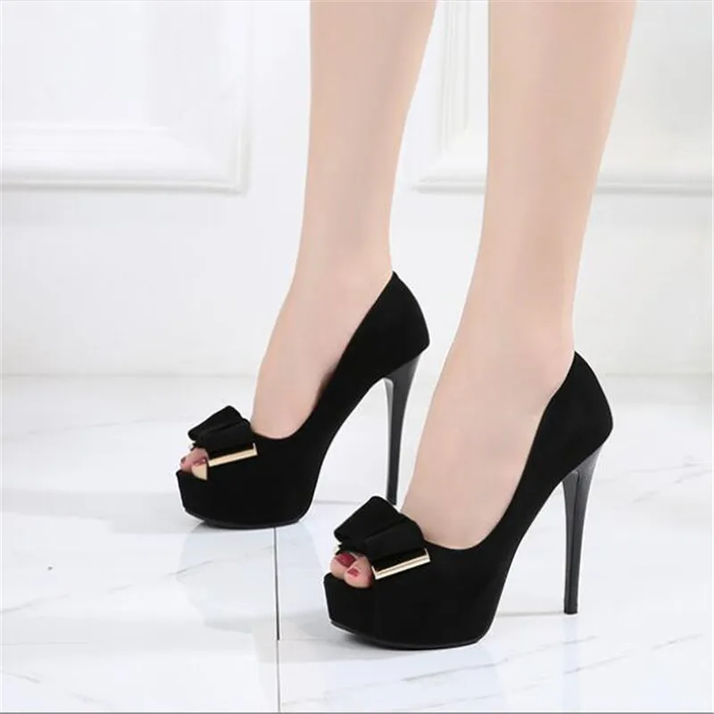 New Sexy Pumps Women Summer Peep-toe Sandals Shoes 3.5cm Platform Flock Strap High Heels Wedding Party Female Shoes With Bow